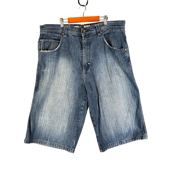 Southpole Premium Baggy Wide Leg Hip Hop Loose Y2K Denim Shorts Jorts Men 38 GUC - Picture 1 of 9